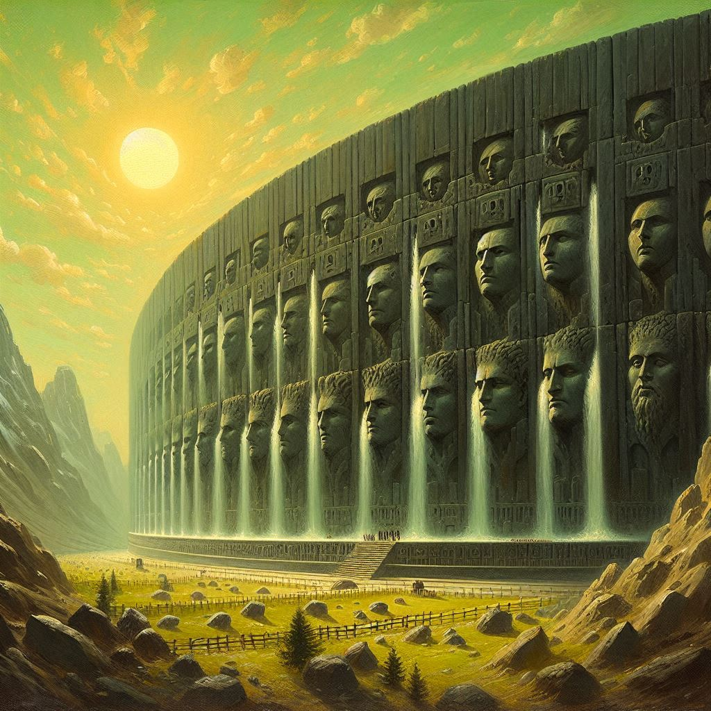 An example cityscape in a planetary romance or science fantasy style